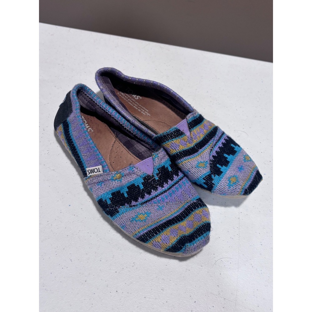 TOMS Classic Alpargata Purple Blue Geometric Ikat Slip On Shoes Womens 8